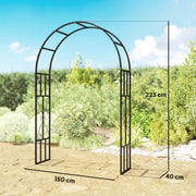 Black Steel Garden Arch 2.2m for Climbing Plants Roses Wisteria Vines Outdoor Wedding Decor by Outsunny