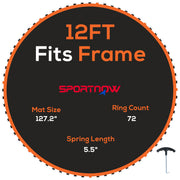 Replacement Trampoline Mat with Spring Tool 72 V Hooks for 12ft Trampoline 14cm Springs Orange by SPORTNOW AOSOM