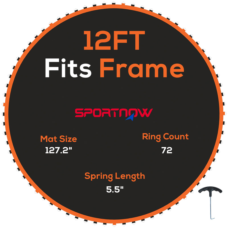 Replacement Trampoline Mat with Spring Tool 72 V Hooks for 12ft Trampoline 14cm Springs Orange by SPORTNOW AOSOM