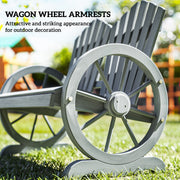 Grey Fir Wood Love Seat with Wheel Shaped Armrests and Sturdy Frame by Outsunny
