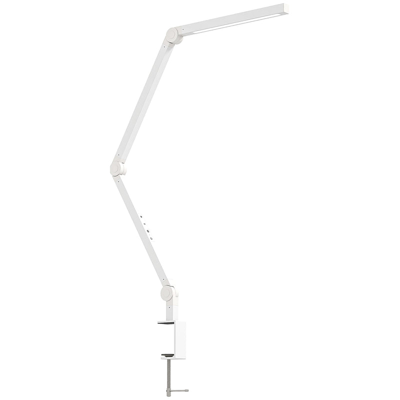 Dimmable LED Desk Lamp with Adjustable Swing Arm and Clamp for Office or Study White