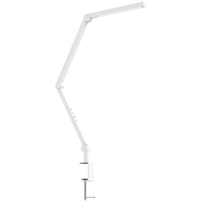 Dimmable LED Desk Lamp with Adjustable Swing Arm and Clamp for Office or Study White AOSOM