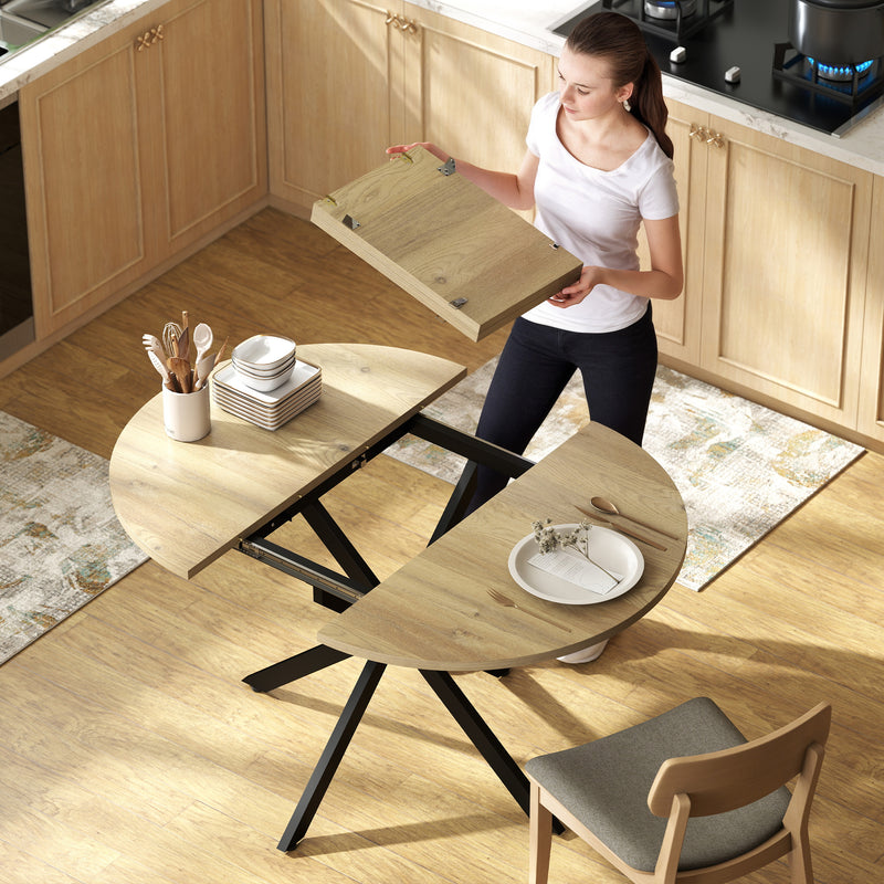 Extendable Dining Table for Flexible Family Meals with Easy Butterfly Leaf Natural Wood Black