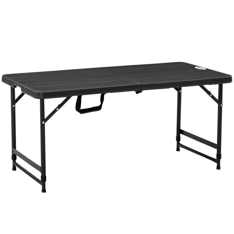 Foldable Patio Dining Table for 4 with Height Adjustable Legs for Garden or Lawn, Dark Grey