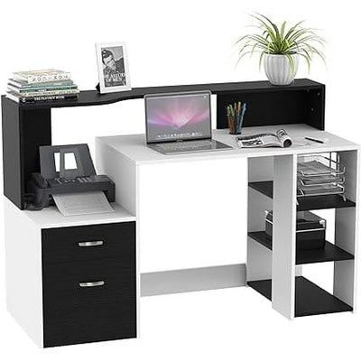 Modern Home Office Desk with Printer Shelf, Storage Drawer Homcom