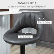 Modern Adjustable Bar Stools With Backs Kitchen Island Seating Grey Faux Leather, Set of 2 Homcom