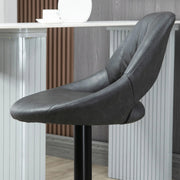 Modern Adjustable Bar Stools With Backs Kitchen Island Seating Grey Faux Leather, Set of 2 Homcom