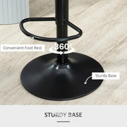 Modern Adjustable Bar Stools With Backs Kitchen Island Seating Grey Faux Leather, Set of 2 Homcom