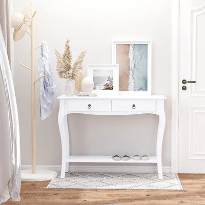 Modern Console Table For Entryway With Drawers - White Homcom