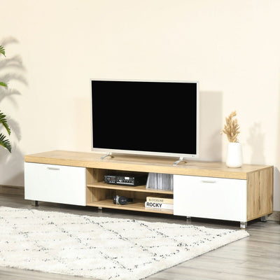Modern TV Unit for 90" TVs, Oak & White, Drawer Homcom