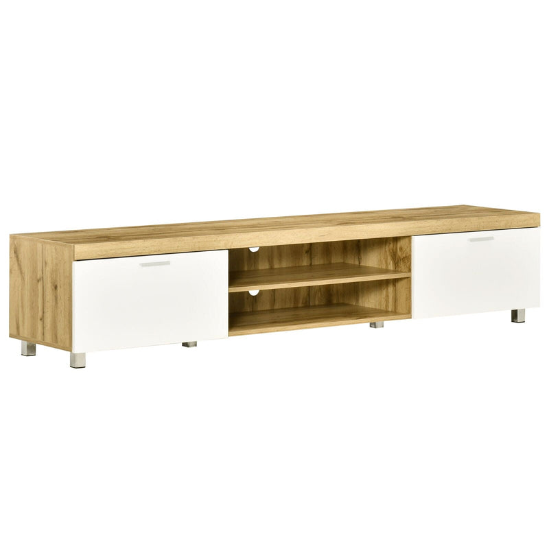 Modern TV Unit for 90" TVs, Oak & White, Drawer