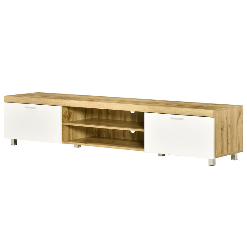 Modern TV Unit for 90" TVs, Oak & White, Drawer