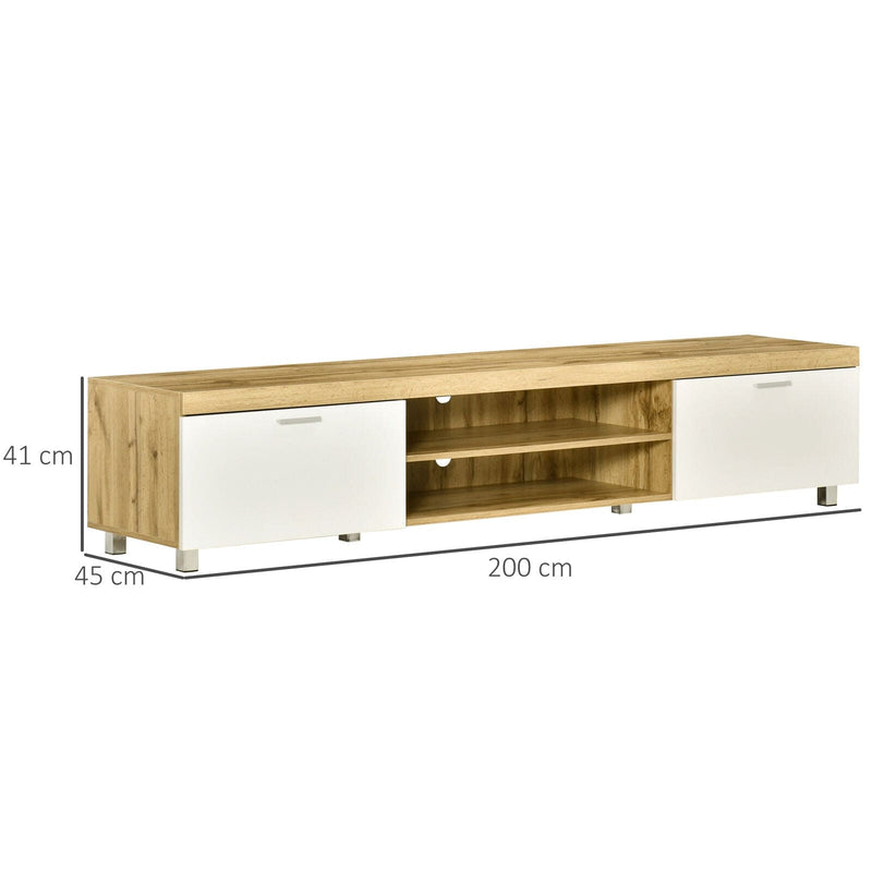 Modern TV Unit for 90" TVs, Oak & White, Drawer