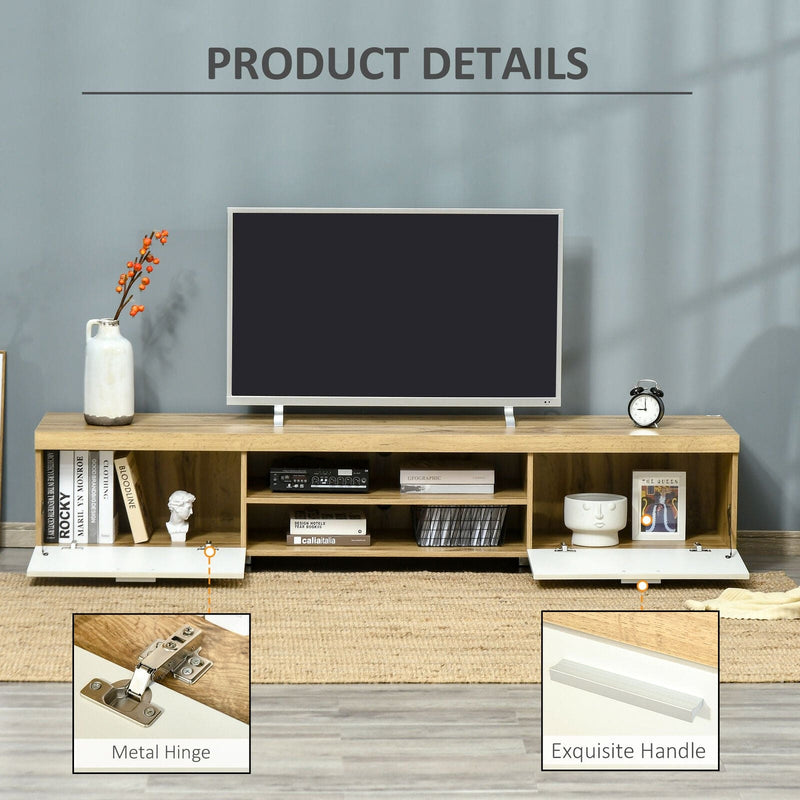 Modern TV Unit for 90" TVs, Oak & White, Drawer