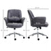 Image of a Dark Grey Modern Desk Chair With Arms and Swivel Wheels.