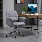 Image of a Light Grey Modern Desk Chair With Arms and Swivel Wheels.