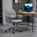 Image of a Light Grey Modern Desk Chair With Arms and Swivel Wheels.