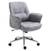 Image of a Light Grey Modern Desk Chair With Arms and Swivel Wheels.