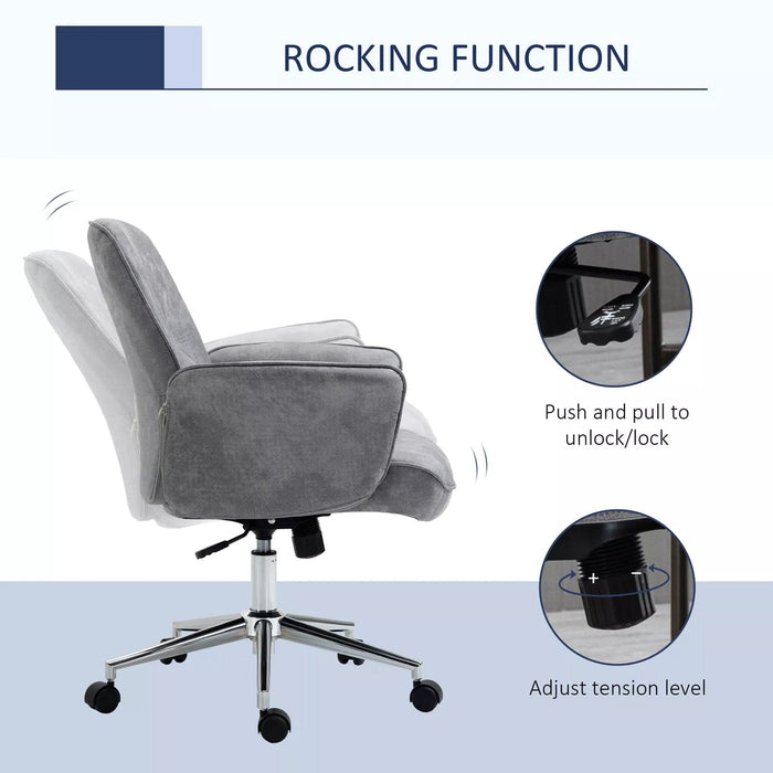 Image of a Light Grey Modern Desk Chair With Arms and Swivel Wheels.