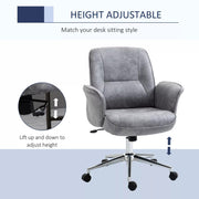 Image of a Light Grey Modern Desk Chair With Arms and Swivel Wheels.