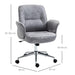 Image of a Light Grey Modern Desk Chair With Arms and Swivel Wheels.