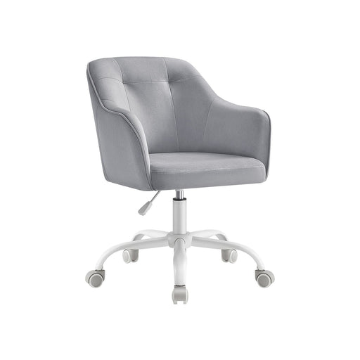 Image of a Modern Grey Velvet Desk Chair For Home Office