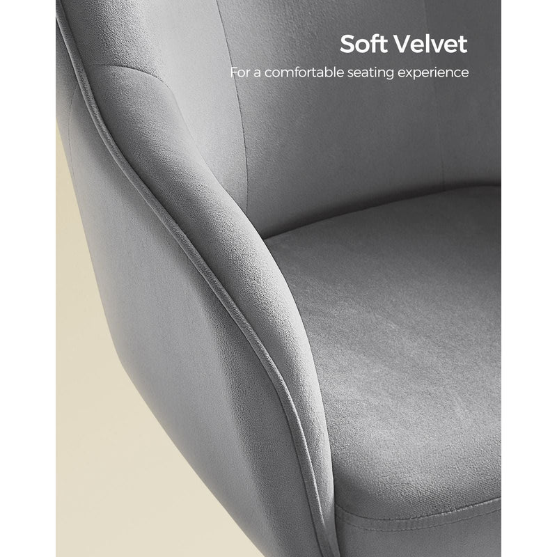 Image of a Modern Grey Velvet Desk Chair For Home Office