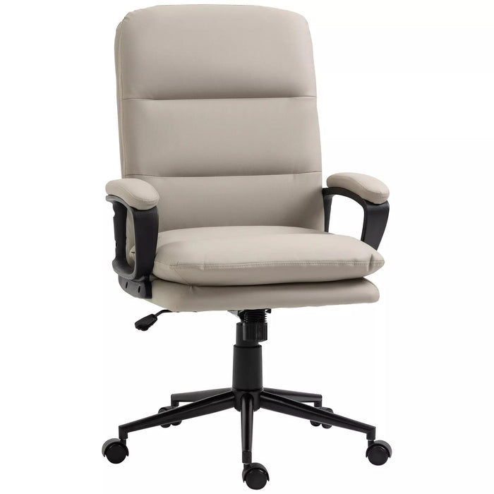 Image of a Light Grey Modern Leather Office Swivel Chair With Arms