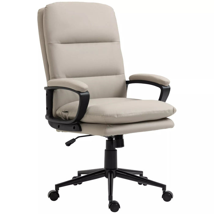 Image of a Light Grey Modern Leather Office Swivel Chair With Arms