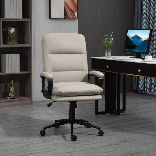 Image of a Light Grey Modern Leather Office Swivel Chair With Arms