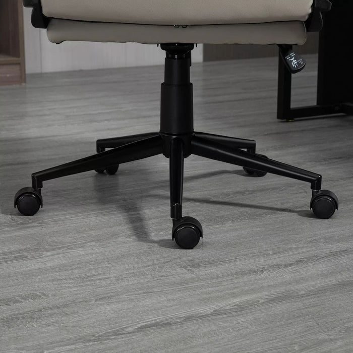 Image of a Light Grey Modern Leather Office Swivel Chair With Arms