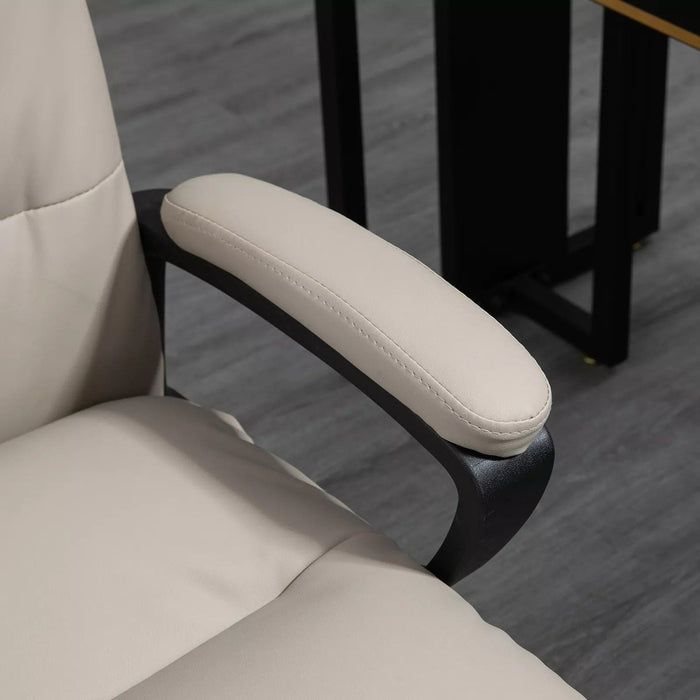 Image of a Light Grey Modern Leather Office Swivel Chair With Arms