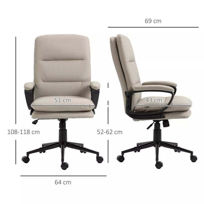 Image of a Light Grey Modern Leather Office Swivel Chair With Arms