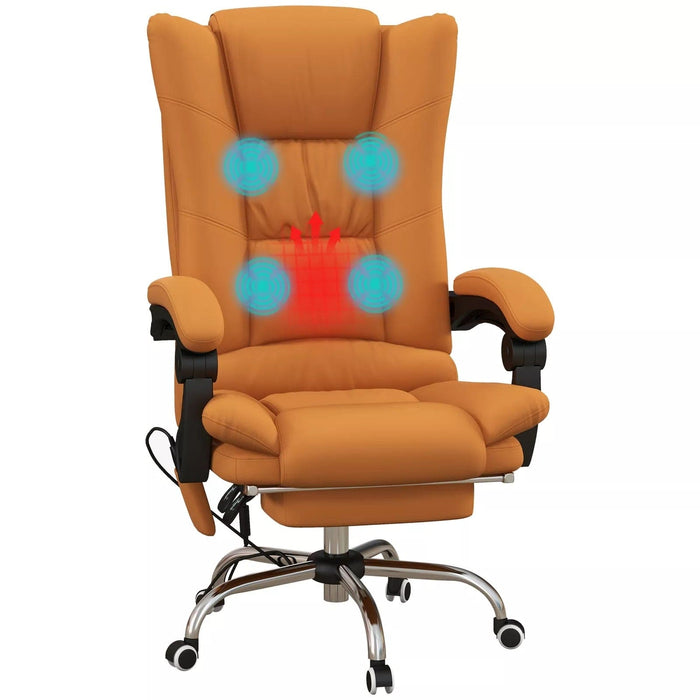 Image of a Modern Office Chair With Heat and Massage, Footrest, Swivel Wheels. 