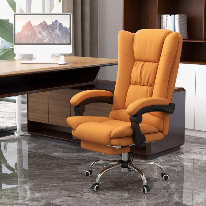 Image of a Modern Office Chair With Heat and Massage, Footrest, Swivel Wheels. 