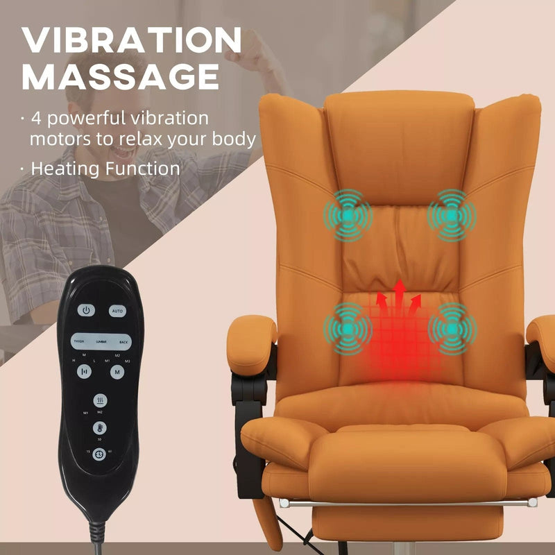 Image of a Modern Office Chair With Heat and Massage, Footrest, Swivel Wheels. 