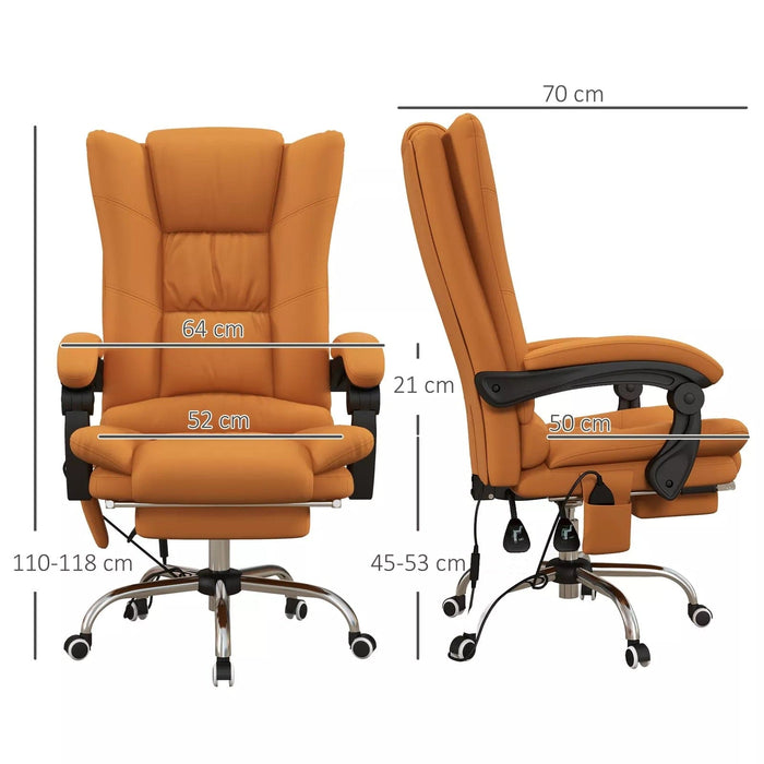 Image of a Modern Office Chair With Heat and Massage, Footrest, Swivel Wheels. 