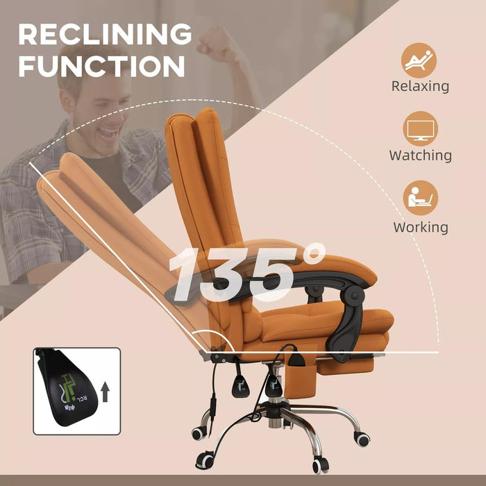 Image of a Modern Office Chair With Heat and Massage, Footrest, Swivel Wheels. 