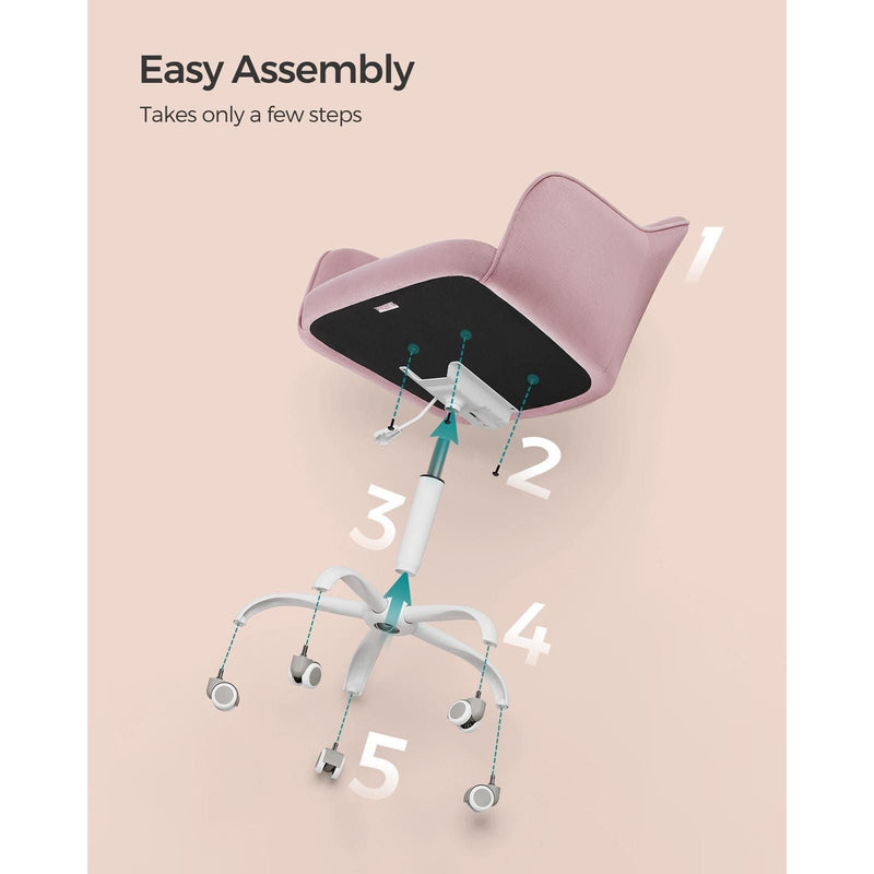 Image of a Modern Pink Velvet Desk Chair For Home Office