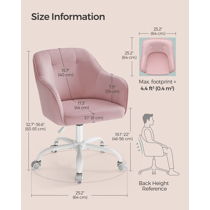 Image of a Modern Pink Velvet Desk Chair For Home Office