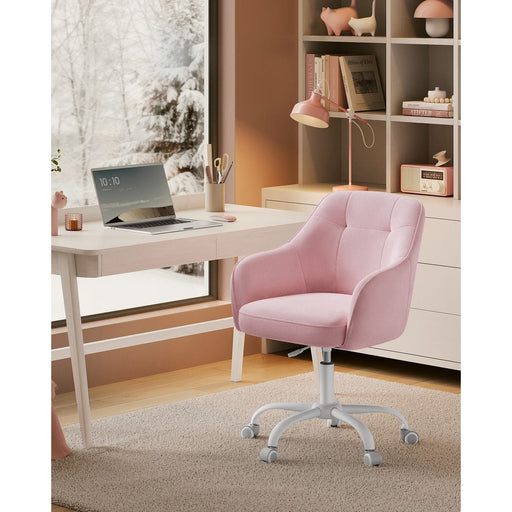Image of a Modern Pink Velvet Desk Chair For Home Office