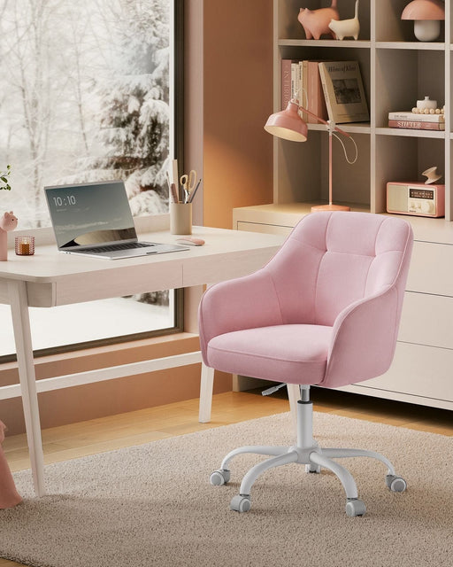 Image of a Modern Pink Velvet Desk Chair For Home Office