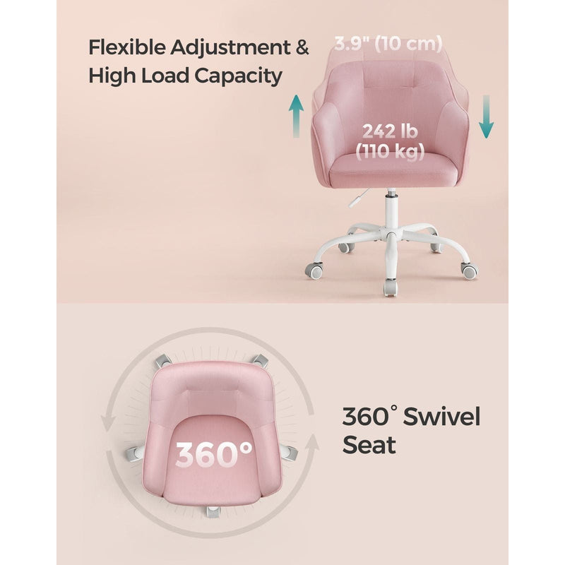 Image of a Modern Pink Velvet Desk Chair For Home Office