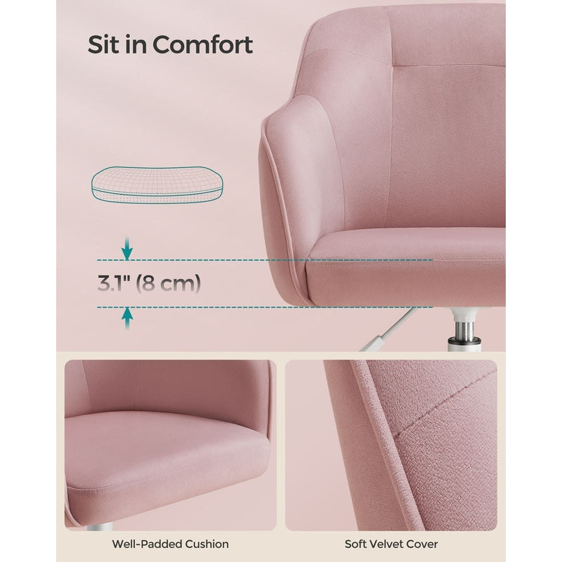 Image of a Modern Pink Velvet Desk Chair For Home Office