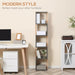 Image of a Modern Tall Narrow 5 Tier Freestanding Cube Bookshelf. The 2-tone wood designed makes this a trendy piece of furniture. It's thin width makes it ideal for small rooms.