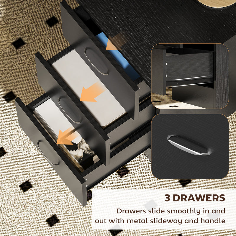 Computer Desk with Storage Shelves and Drawers for Home Office or Study Black AOSOM