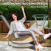 Grey Rocking Garden Chair Comfortable Outdoor Lounger for Patio or Deck by Outsunny