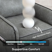Faux Leather Accent Armchair With Padded Seat For Living Room Or Bedroom Grey AOSOM