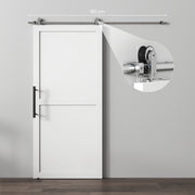 Sliding Door Hardware Kit for Quiet Wood Door Fitting Stainless Steel Silver AOSOM