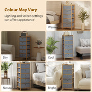 Slim Chest of Drawers for Small Bedrooms with Five Fabric Storage Drawers Natural AOSOM